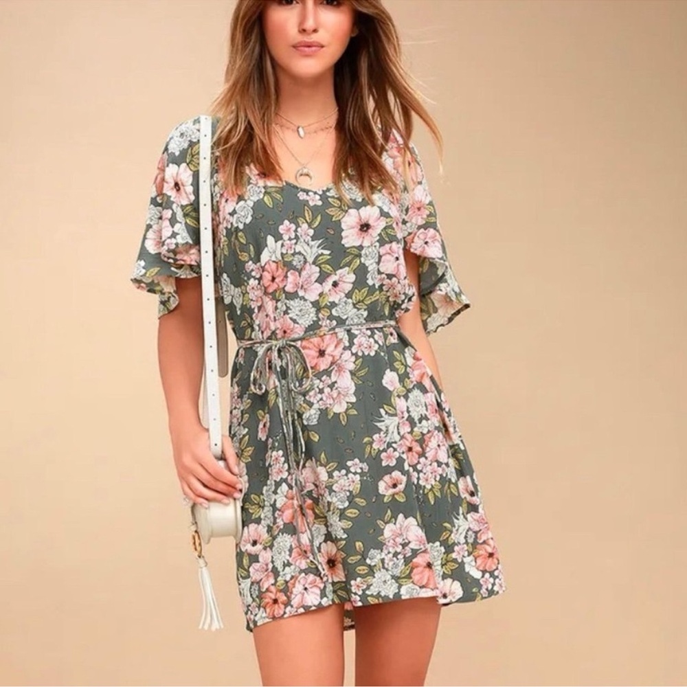 Billabong green floral dress NWT